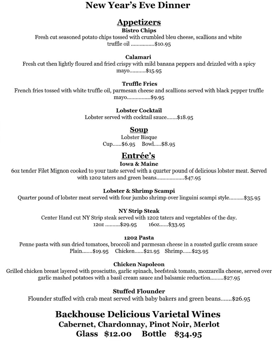 New Year Eve Dinner 2025 - Hotel Wayne