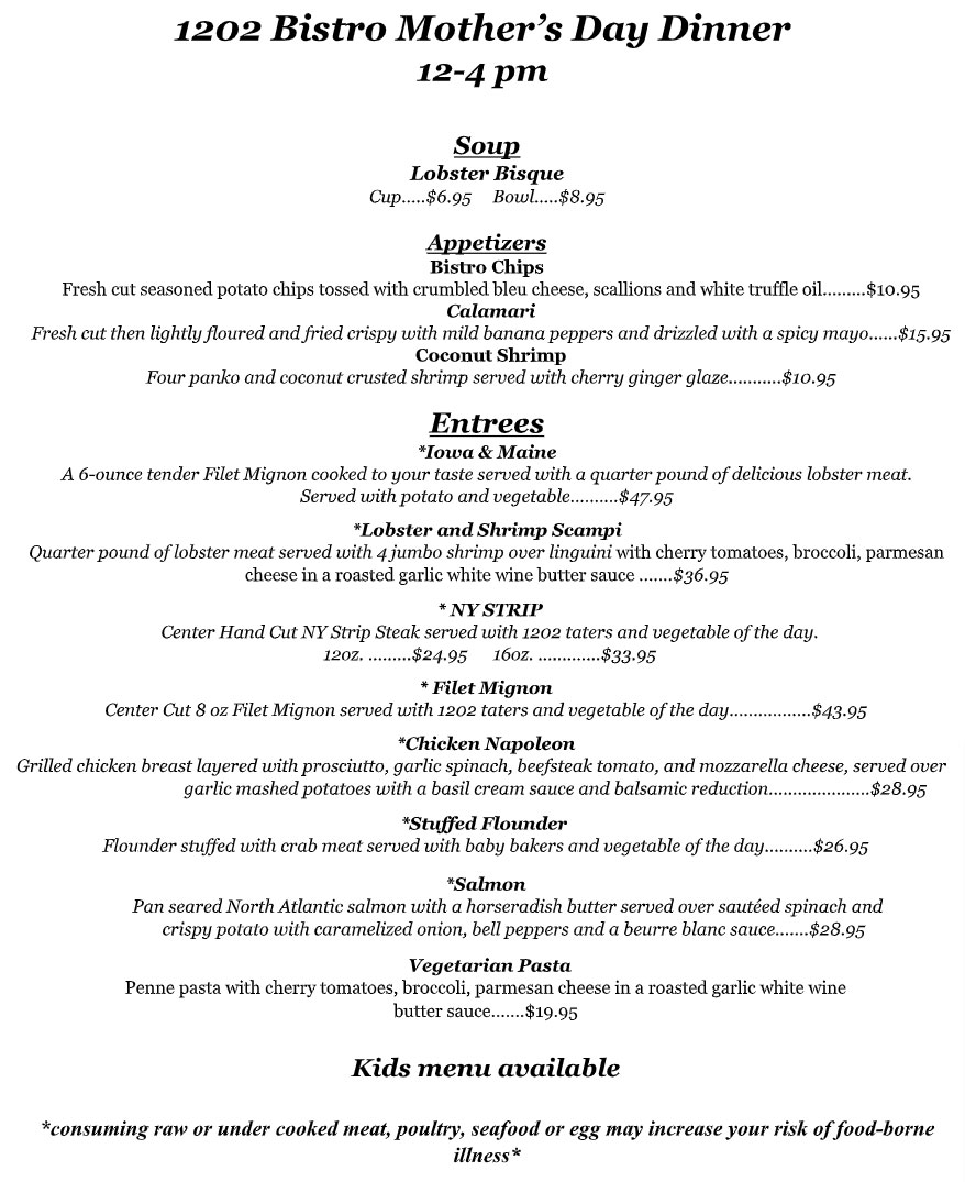 Hotel Wayne Bistro Mother's Day Dinner